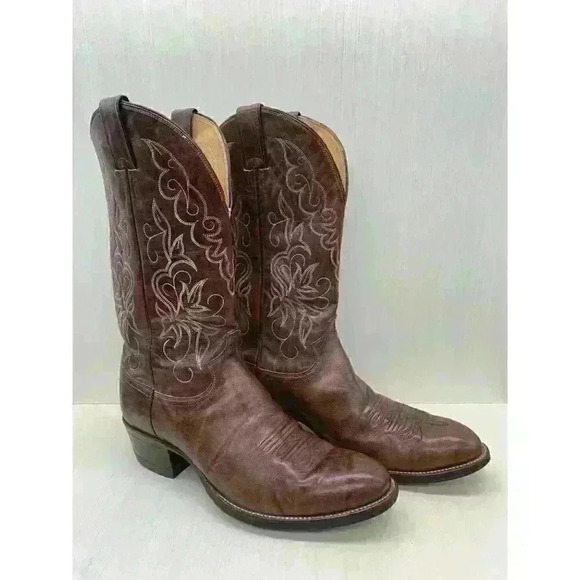 Justin Men’s Brown Leather Western Cowboy Boots Size US 10.5 D - Picture 2 of 10